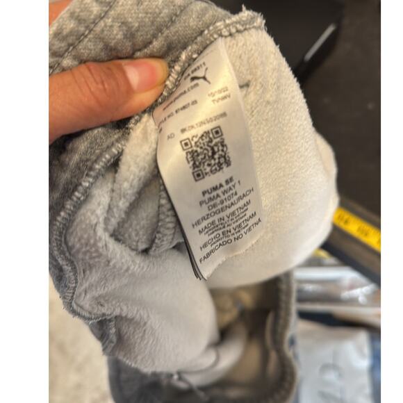 Puma gray fleece elastic waist drawstring shorts size XXL pockets casual sports - Picture 8 of 8